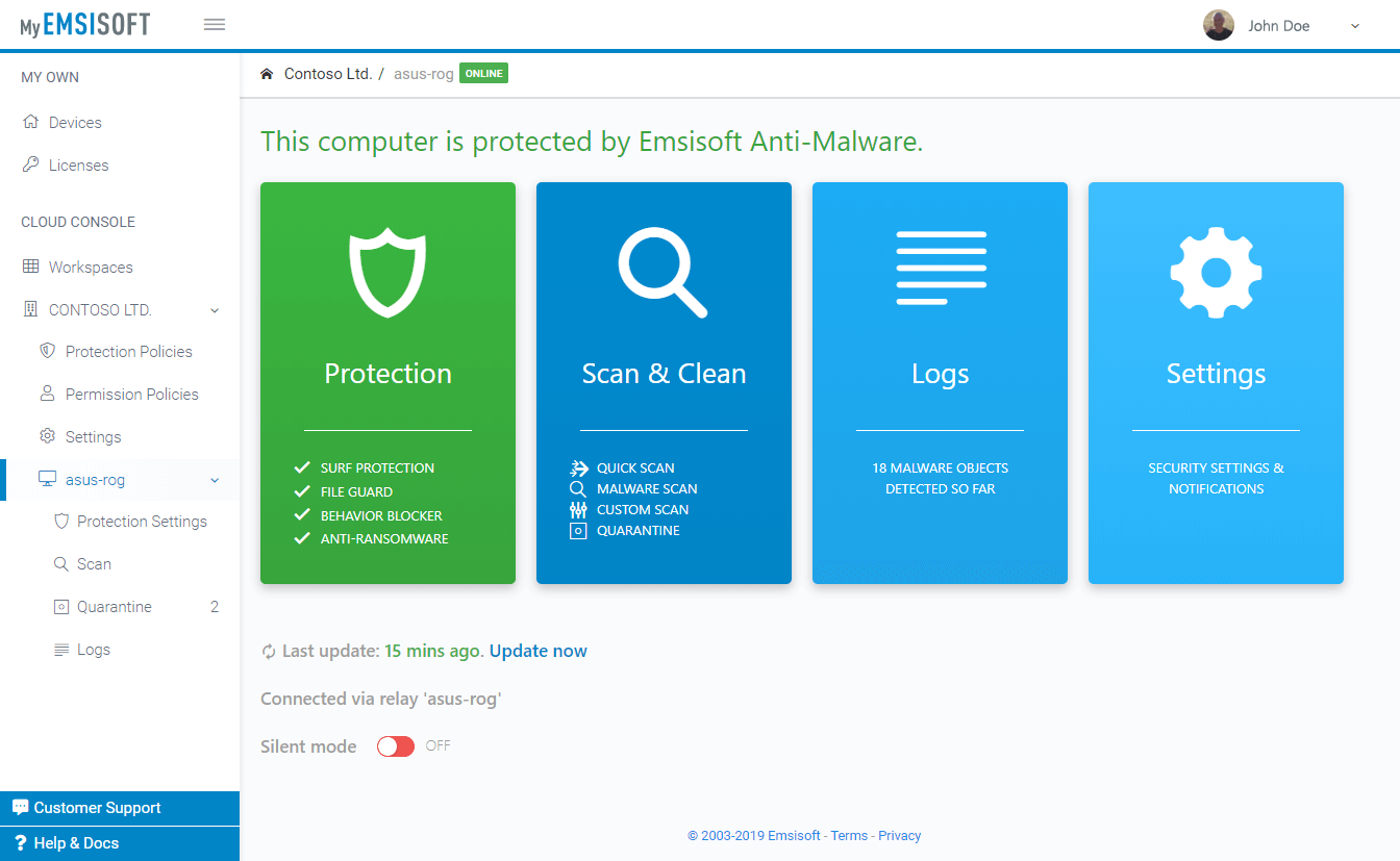 Single device overview that matches EAM design
